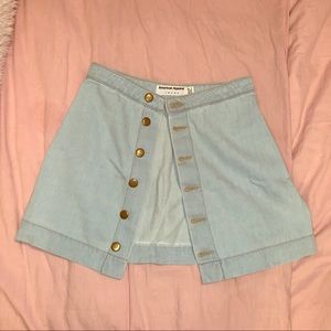 Light Wash Button Down Denim Skirt